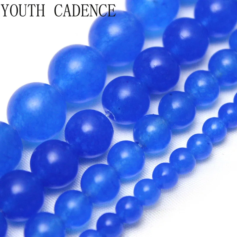 

Natural Stone Matte Blue Chalcedony Round Loose Spacer Beads For jewelry Making DIY Bracelet Necklace 4/6/8/10/12MM Strand 15''