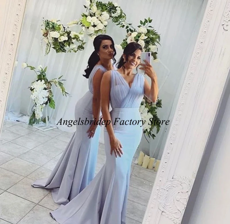 

Angelsbridep 2 STORE Элегантное синее длинное платье-Русалка с V-образным вырезом, новая модель, официальное вечернее платье, платье для вечеринки