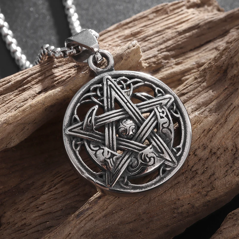 Collier pendentif pentagramme pour hommes et femmes, bijoux de sorcellerie Pprédéterminée celtique, amulette magique, breloque porte-bonheur, cadeau de bijoux
