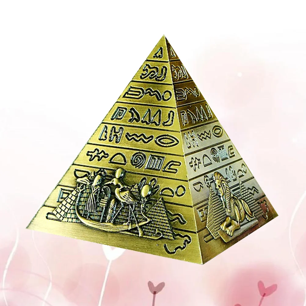 Egyptian Pyramids Figurine Pyramid Model Building Statue Home Office Desktop Decor Gift Souvenir(Bronze) - Image 2