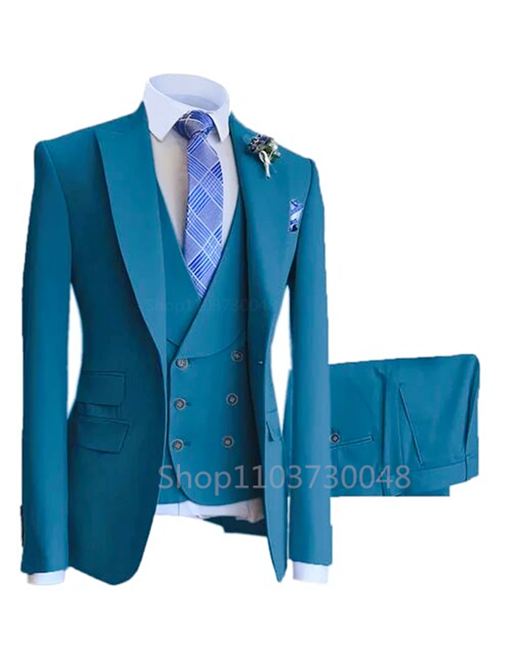 Solid Men Suits Slim Fit Smart Casual Wedding Dress Peak Lapel Jacket Groom Tuxedos for Business 3 Piece Sets(Blazer+Pants+Vest)