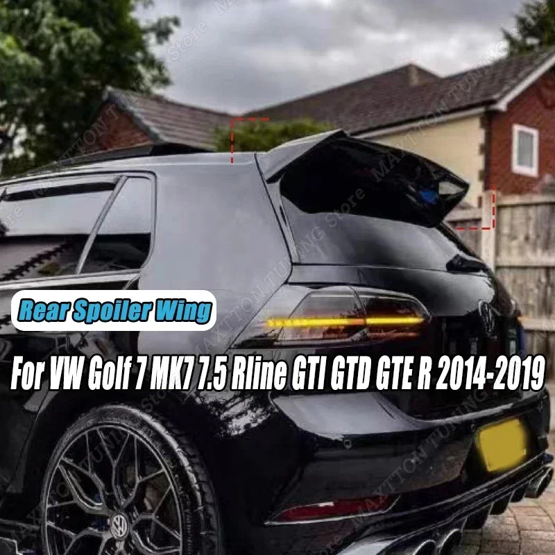 

For Volkswagen Golf 7 MK7 7.5 Rline GTI GTD GTE R 2014-2019 Gloss Black ABS Plastic Car Rear Roof Trunk Lip Spoiler Wing