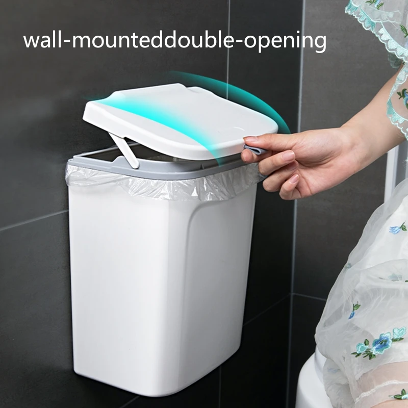 Indoor Compost Bin Kitchen Cabinet Door Hanging Trash Can with Lid Food Waste Bin for Cupboard Bedroom Office Easy Use 87HA