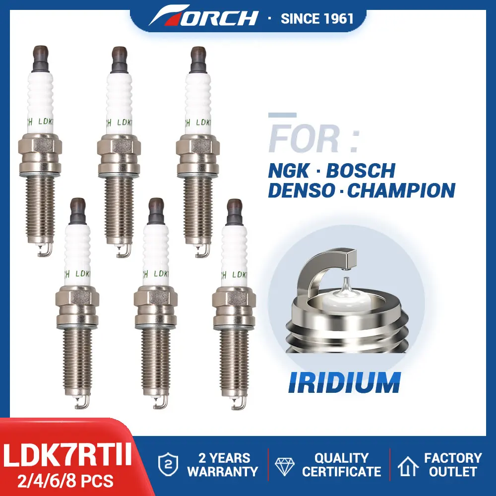 

2-8PCS Torch Spark Plug LDK7RTII Double Iridium Candle for LKR7B9 YR7MPP33 for Denso ZXU22HPR8 SXU22HDR8 for Mitsubishi 1822A010