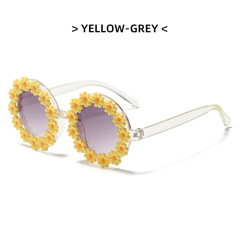 Ao ar livre margarida flor óculos de sol bonito uv400 suower redondo óculos de sol personalidade crianças óculos de sol gafas de sol_voghion.com