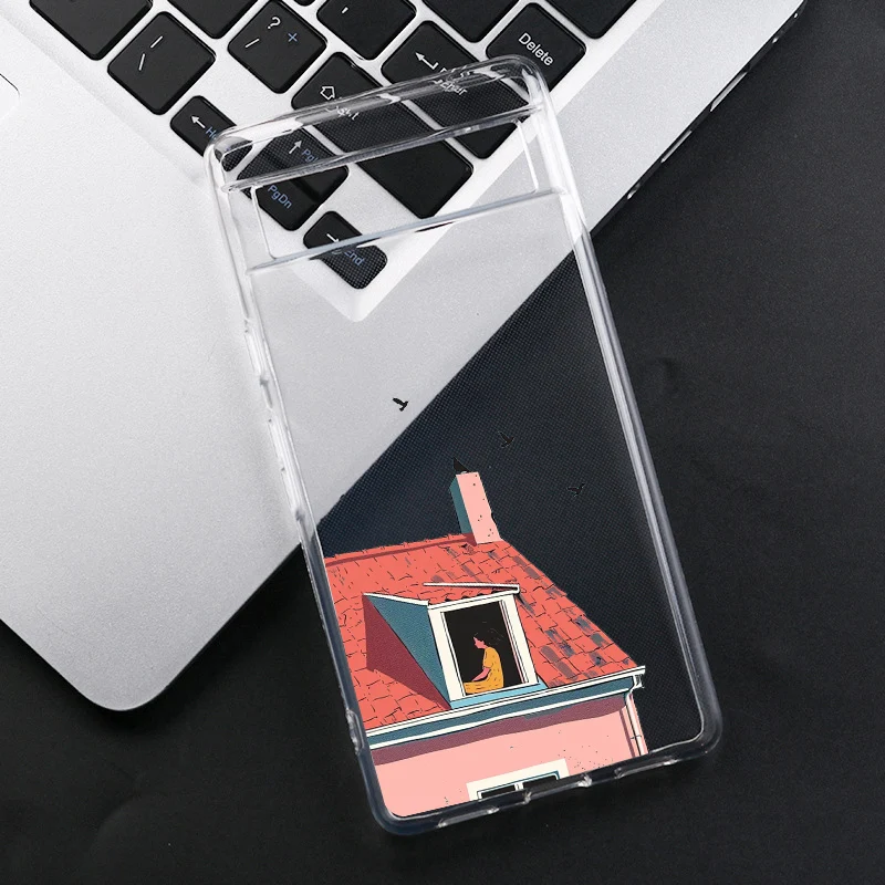 Cute Japanese Anime Landscape Transparent Phone Case - Retro Illustration Soft Cover s