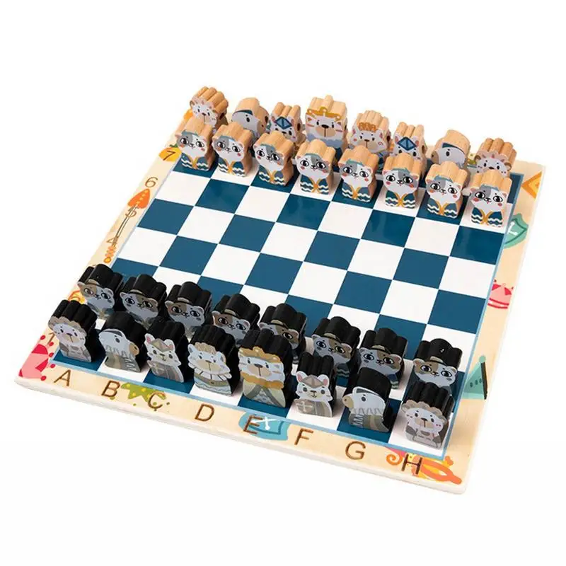 

Cartoon Wooden Folding Chess Set Deck Table Game Board Interior For Storage Adult Kids Beginner Chess Family Board Games