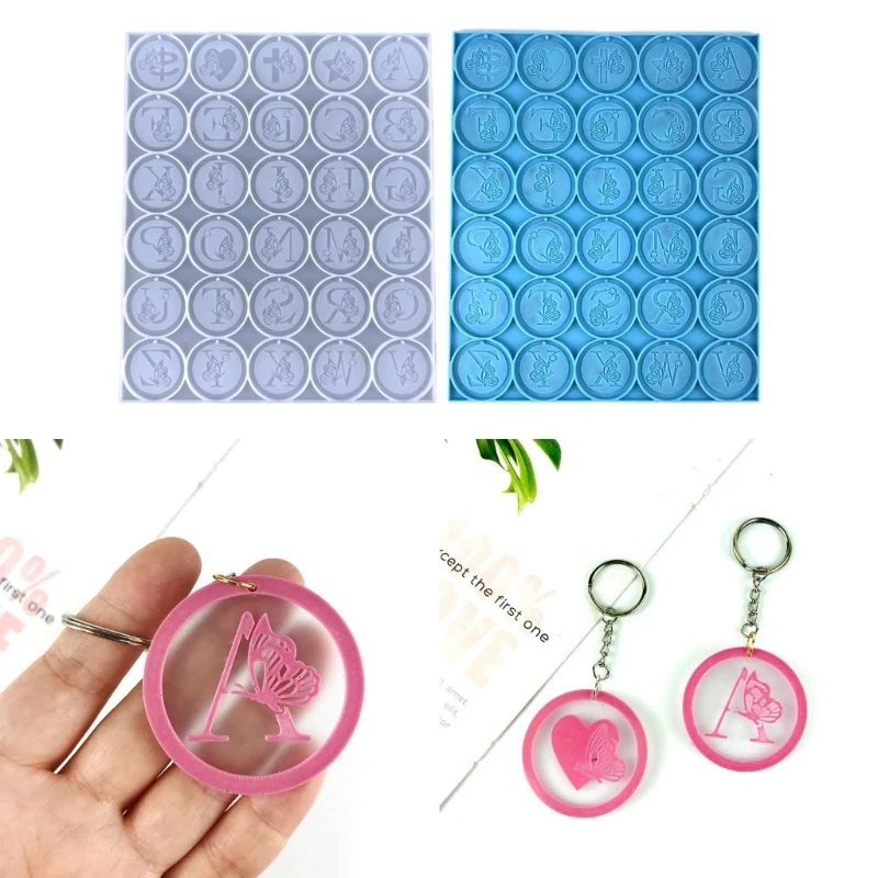 Alphabet Resin Mold Silicone Keychain Pendant Mold for Resin Casting