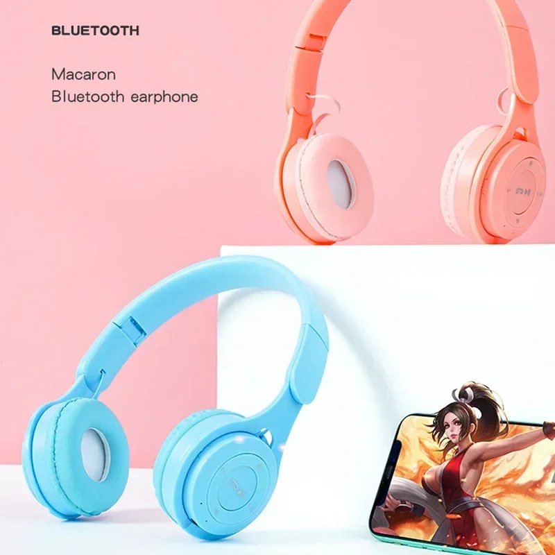 Macarone Wireless Bluetooth Headphones HIFI Surround Sound Foldable Laptop Headsets with Mic For Children