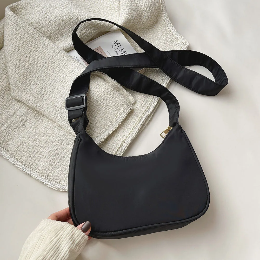 Trend-Exquisite-Women-Nylon-Solid-Color-Armpit-Bag-Lady-Designer-Zipper ...