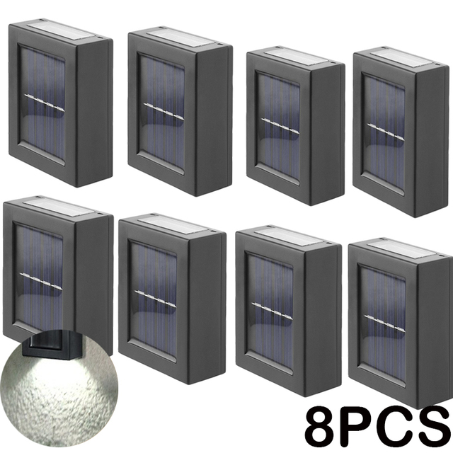 Solar 8 LED Outdoor Light Waterproof Garden Decor Lamps for Balcony Courtyard Street Wall Light Garden Outdoor Solar Lamp
