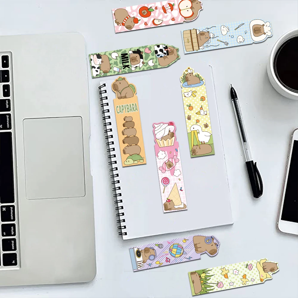 30pcs Cartoon Cute Capybara Bookmarks Reading Pages Books Tagging Students Stationary Supplies DIY Creative Aesthetic Bookmarks