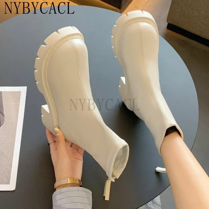 2022 New Arrive Platform Shoes Women Boots Round Toe Zipper Autumn Winter Fashion Ankle Female Ytmtloy Botines De Mujer Sexy