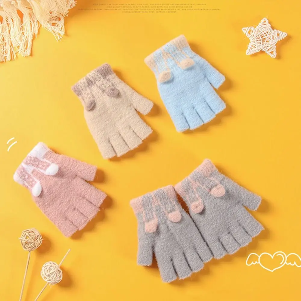 Acrylic Winter Knitted Half Finger Gloves for Kids