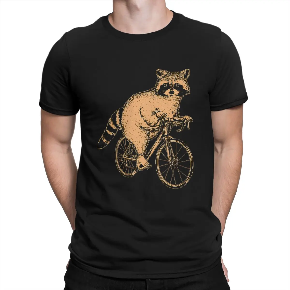 

Raccoon Cycling Cute T Shirt Harajuku Teenager Grunge High Quality Tshirt Loose O-Neck Men Clothing