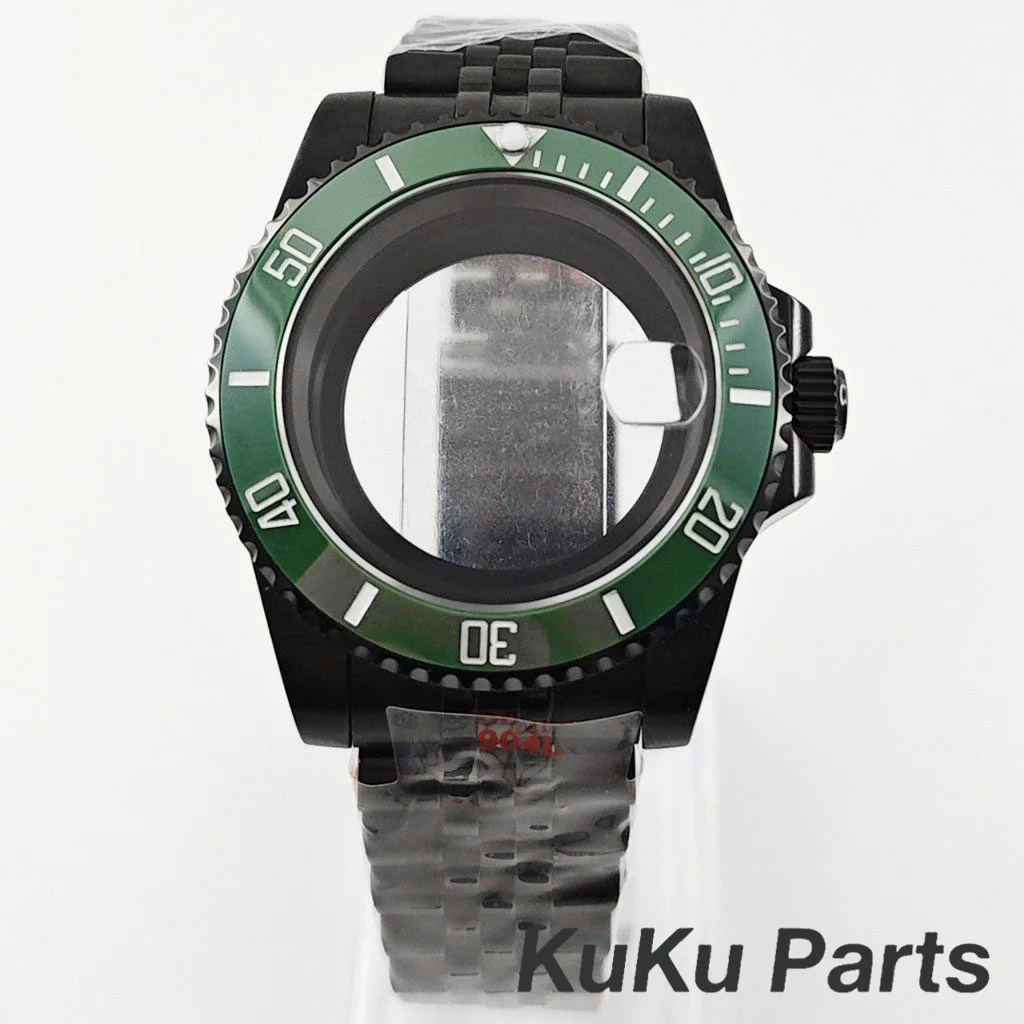 Black Purple GMT Bezel Watch Case with PVD Black Jubilee Bracelet and Sapphire Crystal