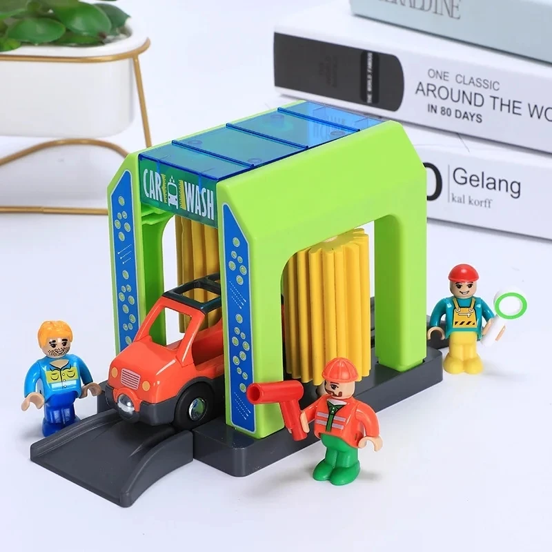 Wooden Railway Track Accessories Set with Bridge and Tunnel