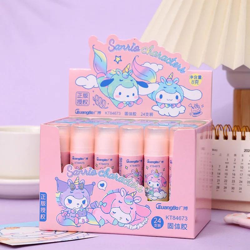 4/24pcs Sanrio Solid Glue Melody Kuromi Cinamonroll Super Strong Adhesives Glue Stick Student Office Stationery School Supplies 2