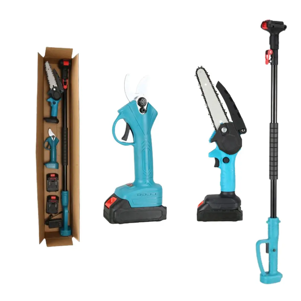 Portable 3-piece Set,1.7-meter Rechargeable Lithium Battery Powered Cordless Chainsaw, Pruning Saw, Garden Gardening and Pruning