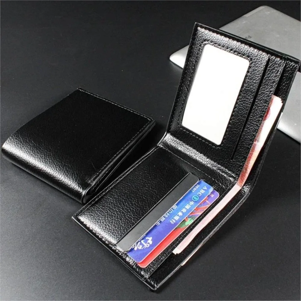 Portafoglio da uomo in vera pelle, prodotto premium, in vera pelle bovina, corto, nero, Portefeuille Homme, 동전 지갑 - immagine 2