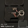 Gift Box Two Piece Set Metal Gun Keychain PUBG AK 47 Glock Mini RPK Grenade Launcher AWM AKM Weapon Model Pistol Pendant Toy 3