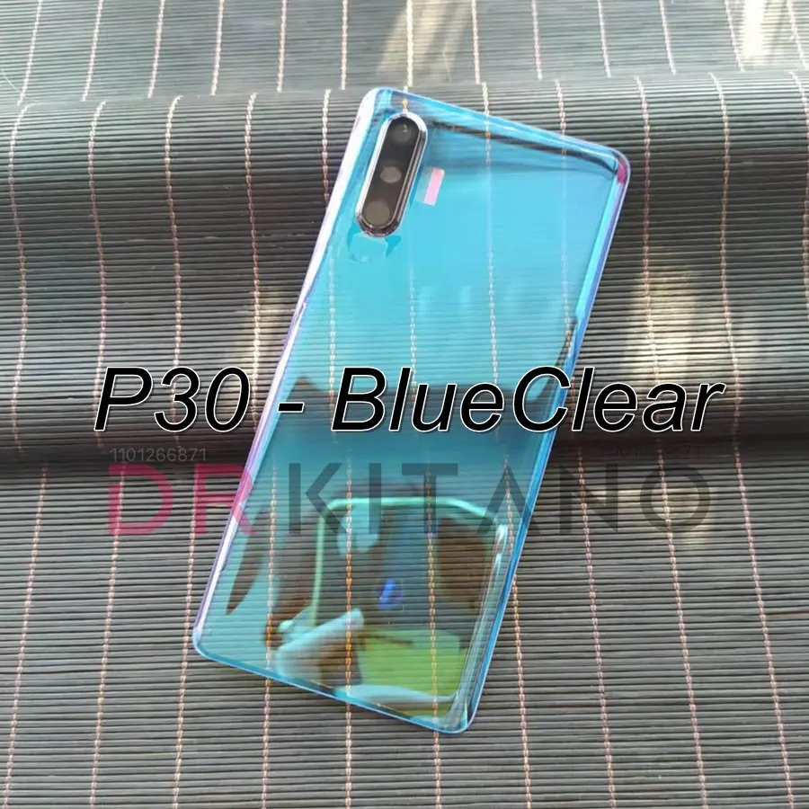 화웨이 P30 P30 프로용 후면 배터리 커버 후면 유리 패널 후면 하우징 케이스(카메라 렌즈 교체+접착 스티커 포함)