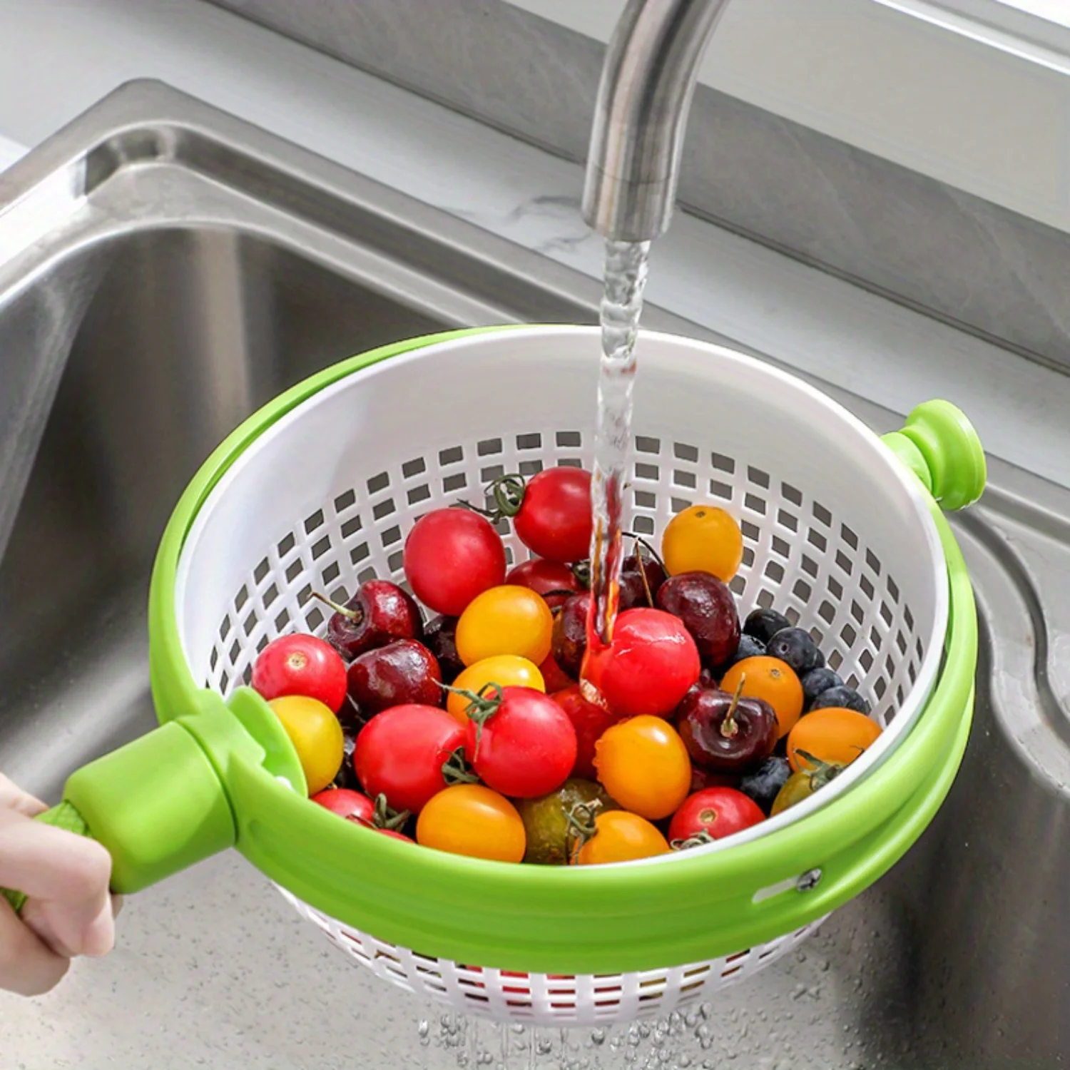 Vegetable & Fruit Washing Basket-Durable Polypropylene, Ideal for Cleaning & Dehydrating