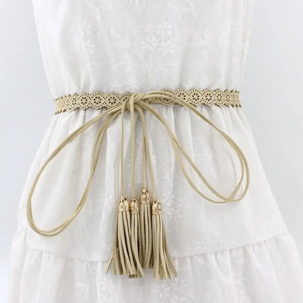 

Hollow Ethnic Style Belt Solid Color Waist Band Braided Tassel Belt Waist Rope Waist Closing Decorative Women Waist Chain