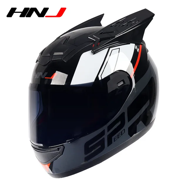 Full Helmet Motorcycle Kask Casco Moto Female Cycling Cap Horn Pink Man Motorcross Motorbike Helmet Casco De Moto HNJ939 93BlackLenHornHelmet