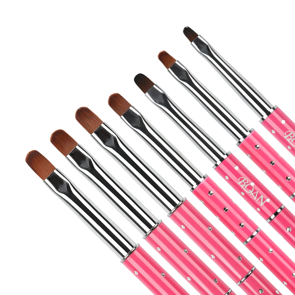 ANGNYA 1Pcs Professional Manicure UV Gel Brush Pen Pink Metal Handle Flower Drawing Nail Art Brush Manicure Phototherapy Tools 2