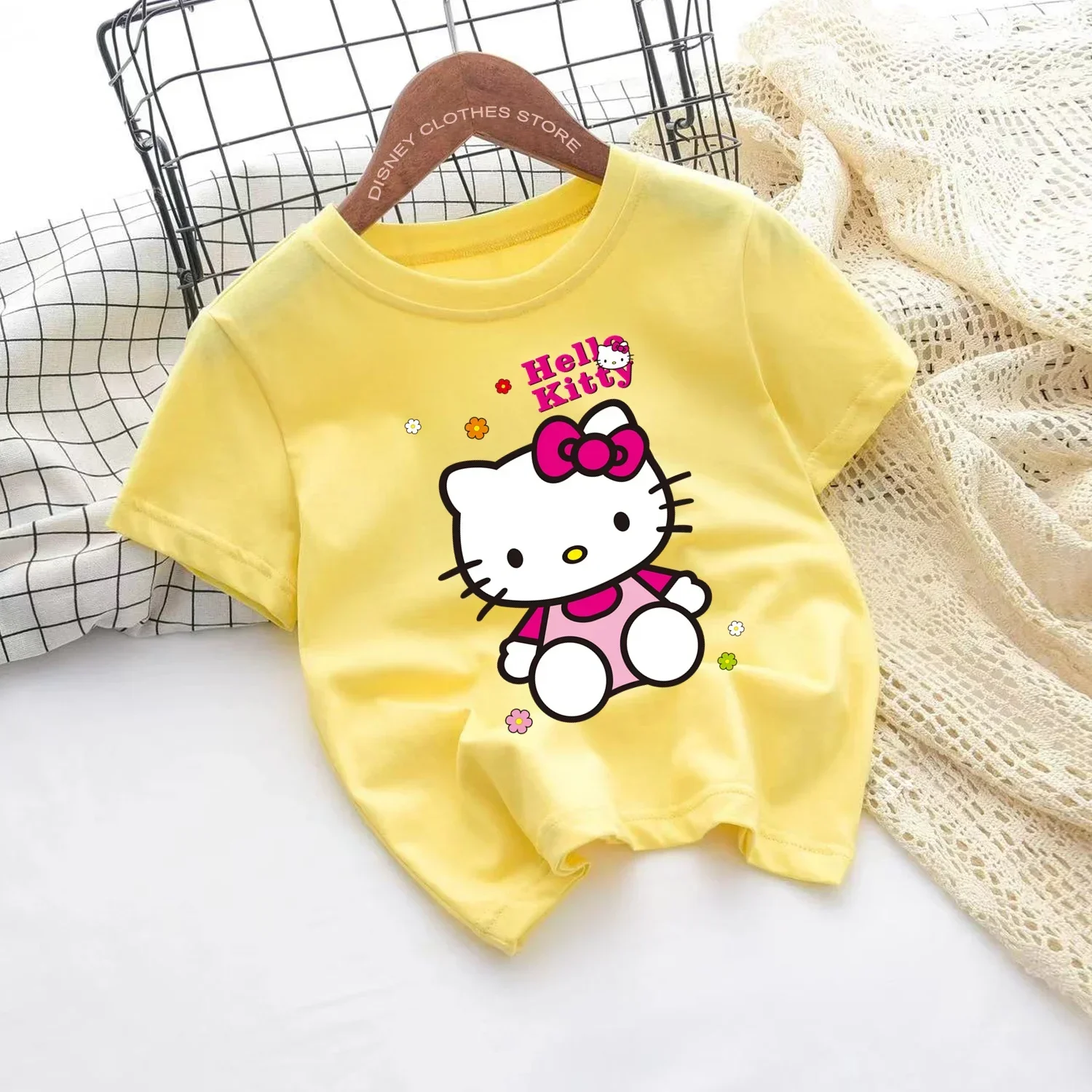 Hello Kitty Melody Children's T-shirt Kawaii T Shirt Sanrio Anime Cartoon Children Casual Clothes Y2k Tee Shirt Kid Girl Boy Top 6