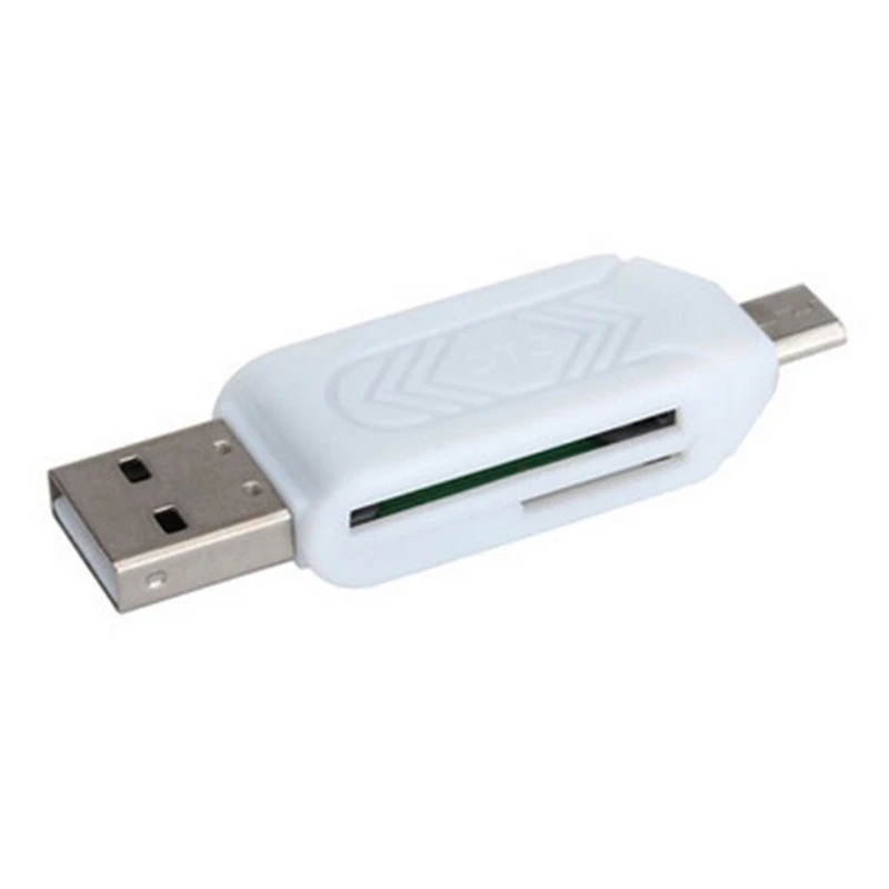 

Hot TTKK Multifunctional Otg 2.0 Dual-Purpose Android Phone Computer Card Reader SD/TF Combo Card Reader-White