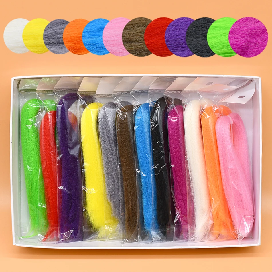 Description Picture 2 of itemMNFT 12 Optional Colors Soft EP Silky Fiber For Streamer Flies Minnow Baitfish Fly Tying Materials Fly Bait Long Hair Fiber