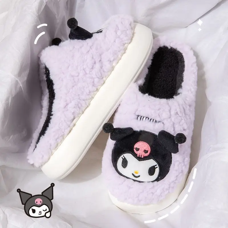 

Kawaii Sanrio Kuromi плюшевые тапочки My Melody аниме Студенческая спальня Симпатичные Мультяшные мягкие плюшевые туфли для спальни Игрушки для девочек