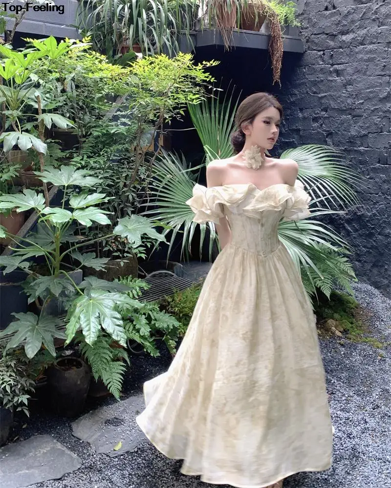 Summer New Floral Midi Dresses for Women Elegant Casual Birthday Party Dress Vintage Chic A-Line Prom Robe Wedding Vestido Mujer