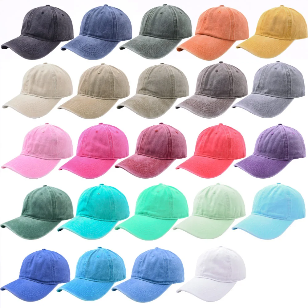 Customized Logo Washed Cotton Embroidered Baseball Cap Snapback Cap with Name Customized Hats Unisex Adjustable Hats 2
