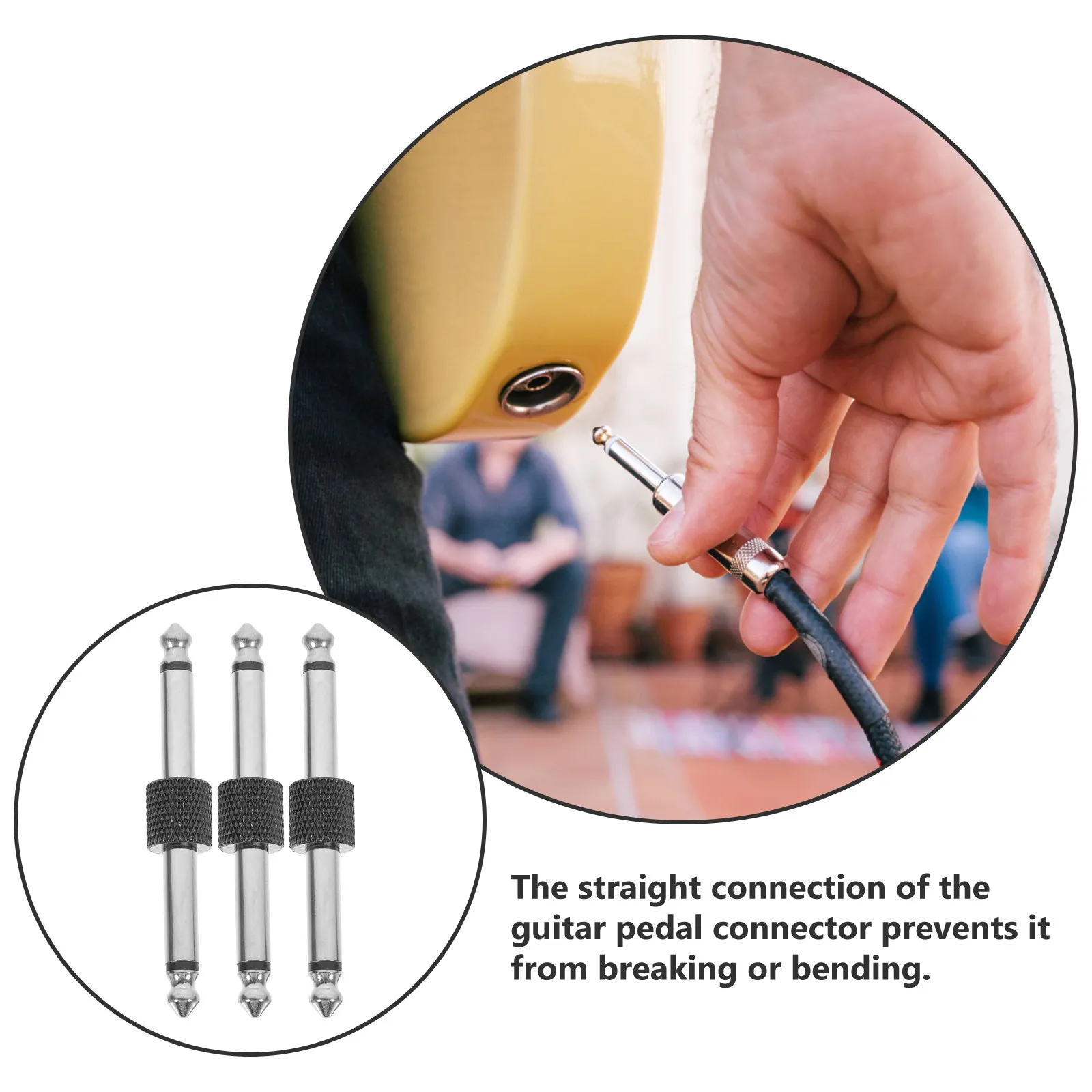 3Pcs 6.35mm 기타 페달 패치 커넥터 페달보드 설치용 전문 스트레이트 커플러 고음질 사운드 전송 없음