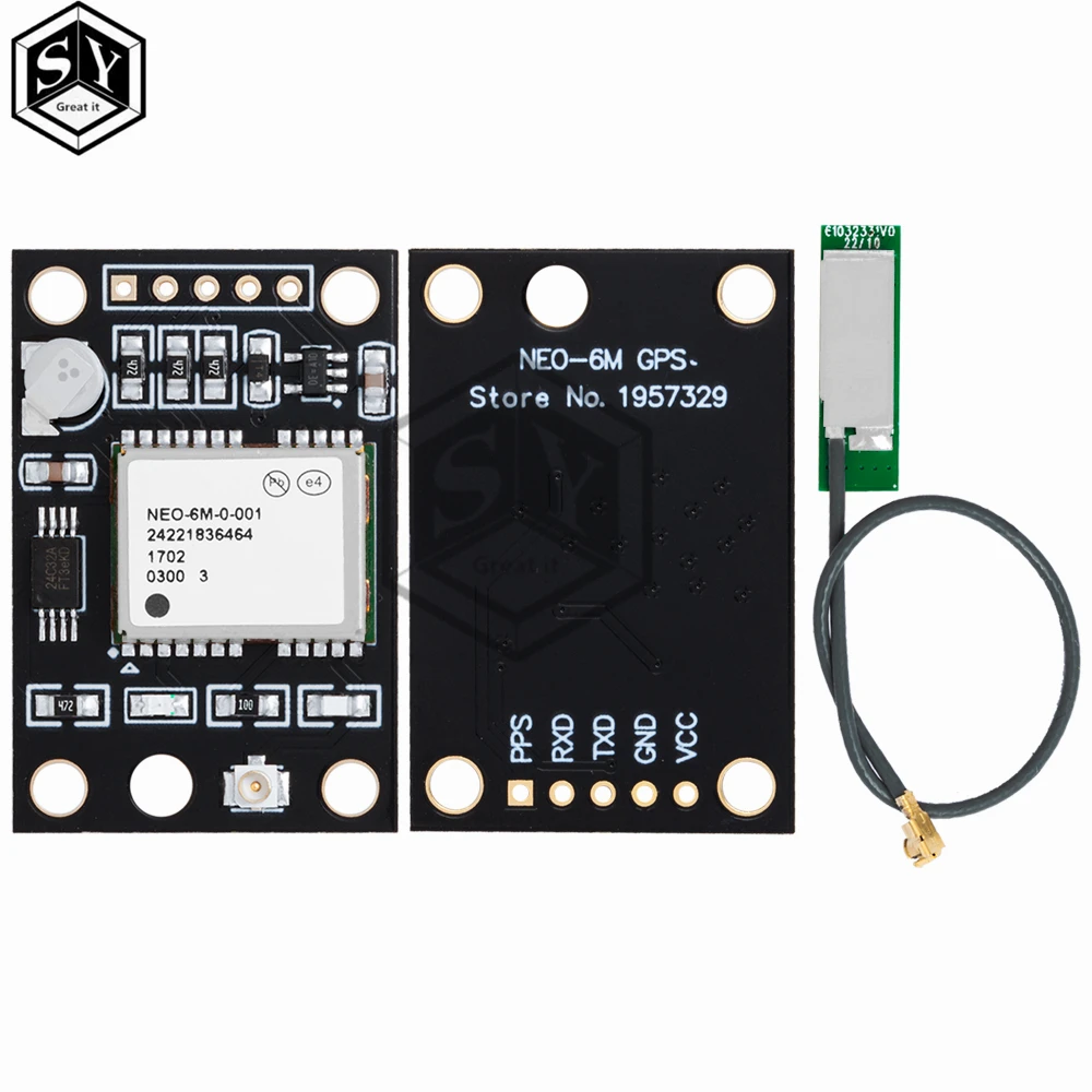 Module GPS GY-NEO6MV2 NEO-6M avec antenne céramique passive pour Arduino APM, connecté à une carte Arduino