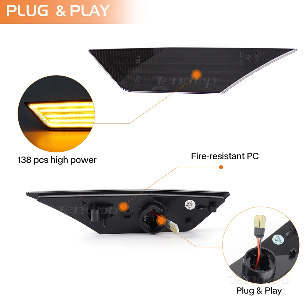 2 Indicatori Laterali LED Per Honda Civic 10th Gen 2016-2021 - Luci Amber, Plug And Play, Sostituzione Diretta - Foto 6