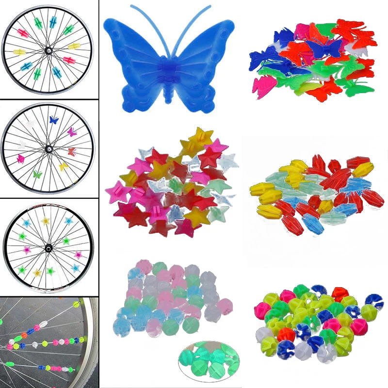 Bike Accessories Bicycle Wheel Beads Colorful Clip Stars Heart