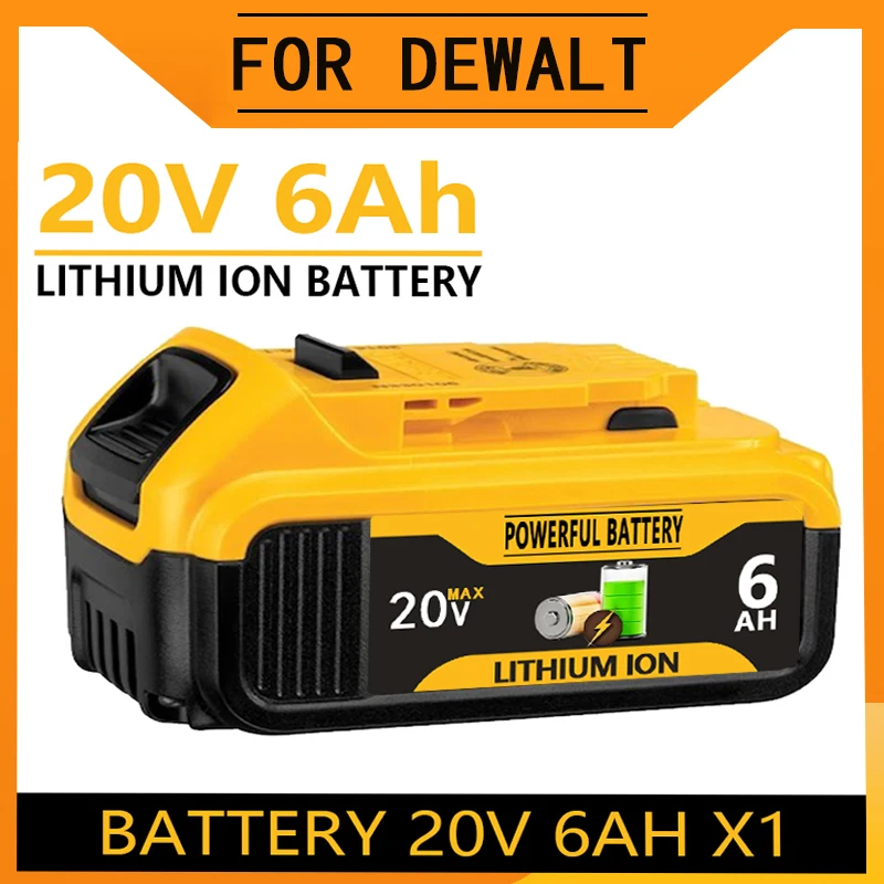 

100% Original 18V 20V 6000mAh 18650 Lithium Battery For DeWalt Rechargeable Power Tool Battery, DCB205 DCB204-2 20V DCB206
