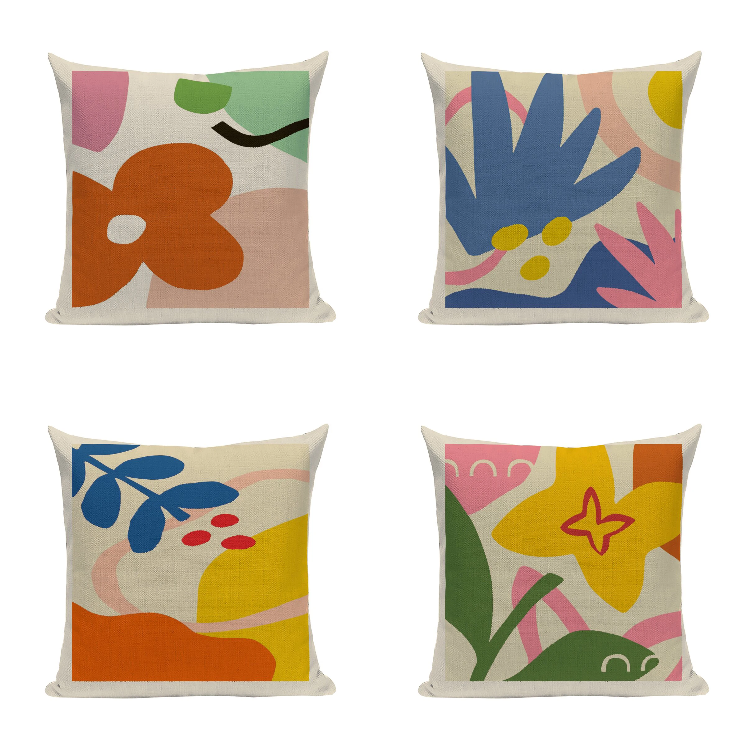 

Cartoon Plant Style Cushions Cover Blue Green Yellow Home Decor Pillow Case Sofa Cushions Cover Room Pillows Covers Kissenbezug