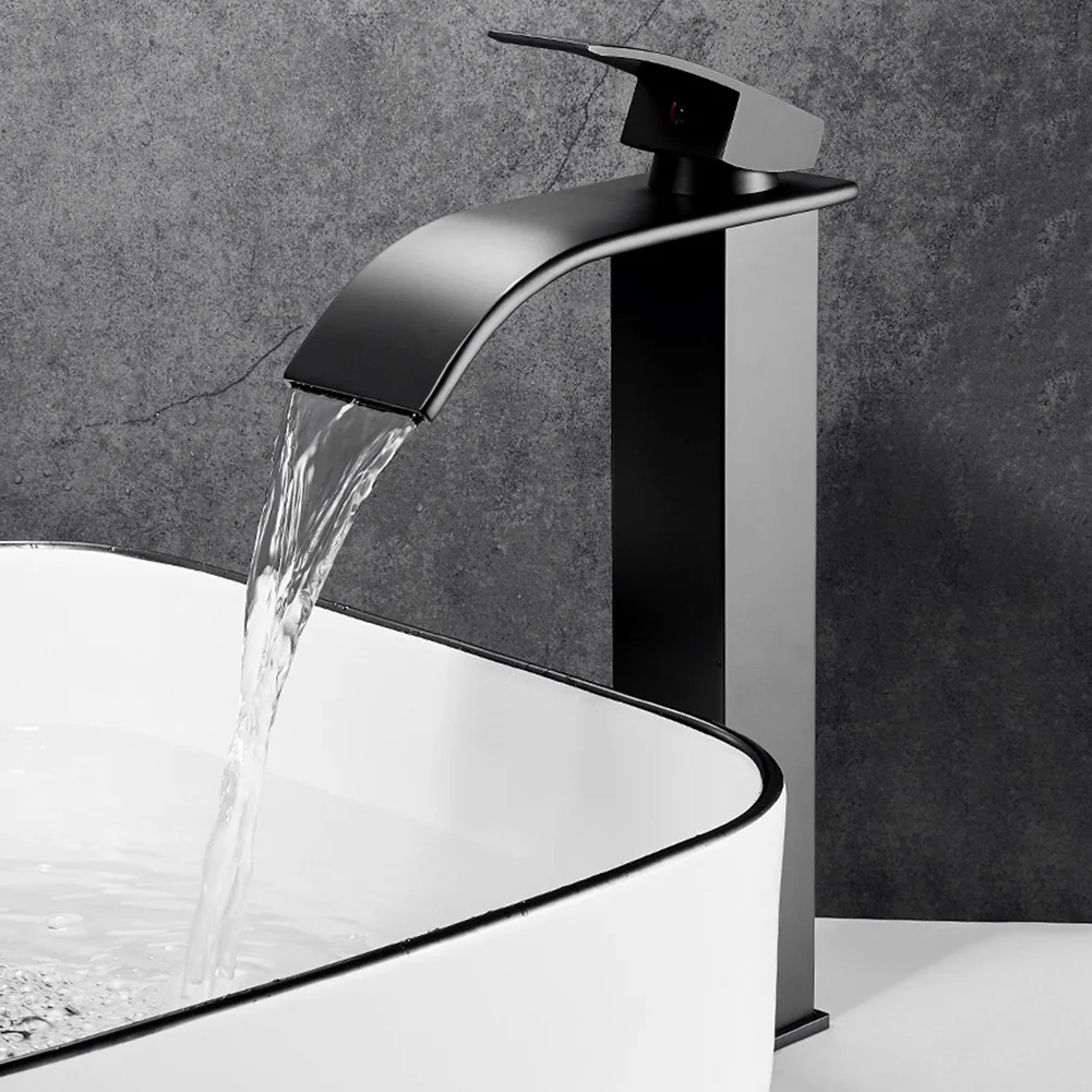 

Basin Faucet Black Waterfall Faucet Bathroom Faucet Hot And Cold Water Mixer Tap Deck Mounted Washbasin Tap Bathroom Accessories