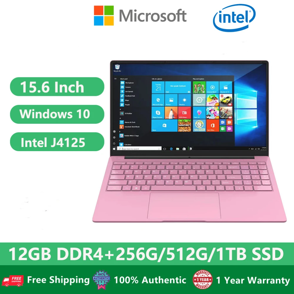 2023 дешевые женские ноутбуки Windows 10, офисный розовый ноутбук, нетбук, игровой 15,6 дюймов Intel Celeron J4125 12 Гб + 1 ТБ, двойной Wi-Fi HDMI USB 3,0 ноутбук на windows 10 офисный для студентов игровой ноутбук нетбук 2023 дюйма intel celeron j4125 12 гб 1 тб двойной wi fi hdmi usb 15 6 3 0