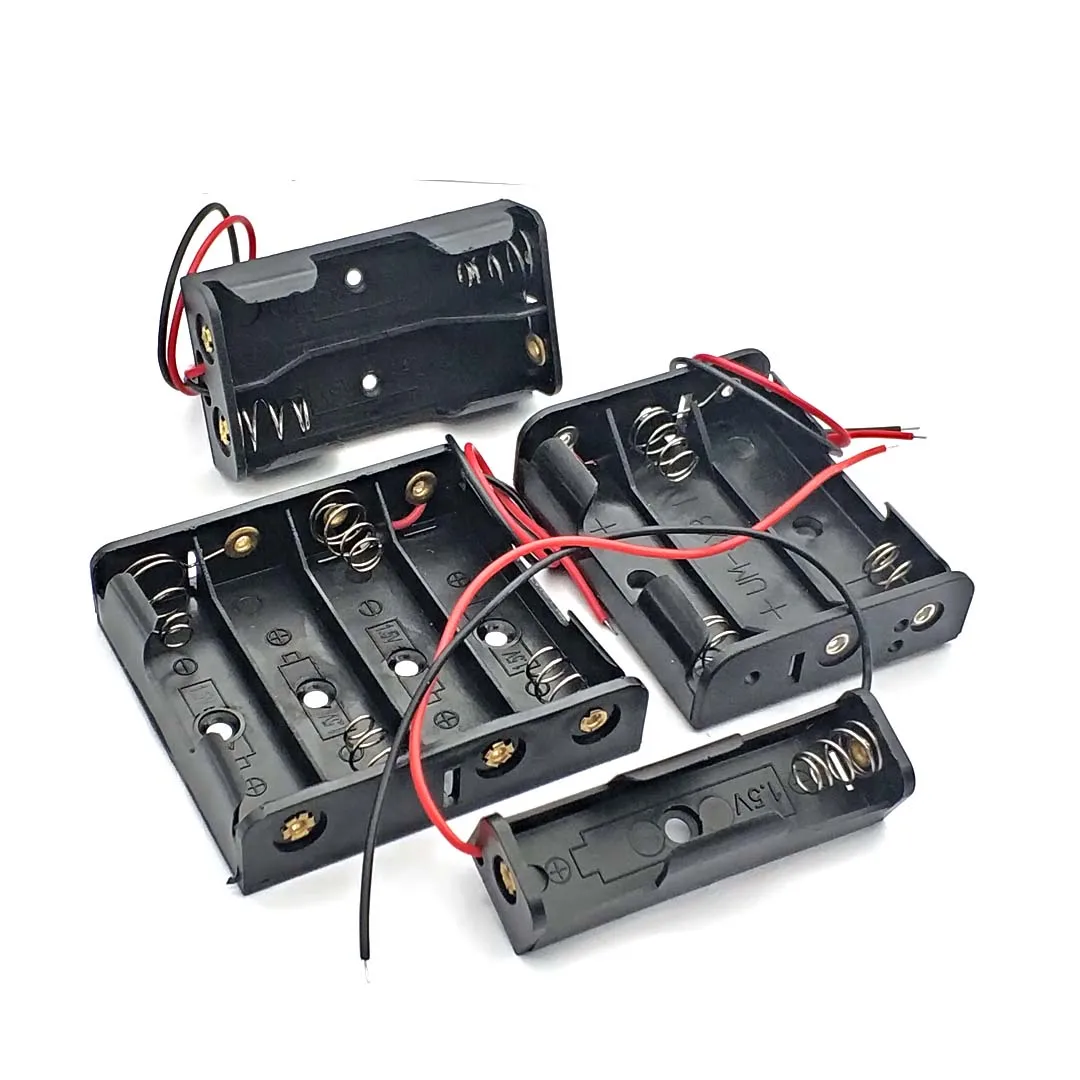 Custodia Porta Batterie AA - 1/2/3/4/5/6/8 Slot Con Cavi Piatti