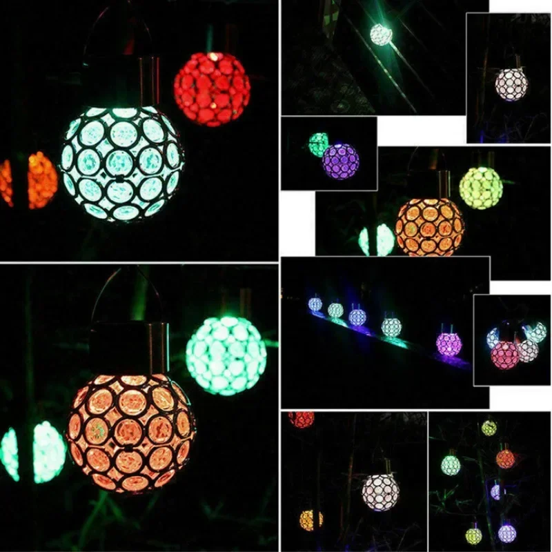 1pc LED Outdoor Solar Lights Garden Light Chandelier Hanging Lamp Waterpoof Hollow Garden Decoration Flame Lamp Solar Lantern Or