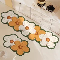 Flower Kitchen Floor Mat Irregular Creative Waterproof Oil-proof PVC Leather Carpet Anti-fouling Wipeable Easy Clean Balcony Rug 2