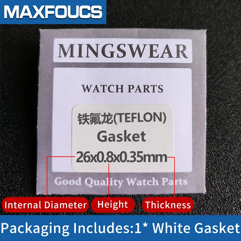 White Gasket 0.35mm Thick 0.8mm High 25-34.5mm I Ring Fits Front Watch Crystal Glass Repair Parts Watches Accessories，1pcs