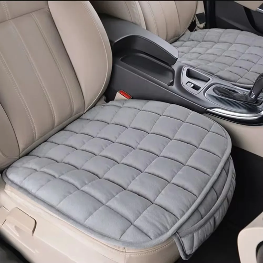 Premium Black Car Seat Cushion with Non-Slip Base & Convenient Storage Pouch