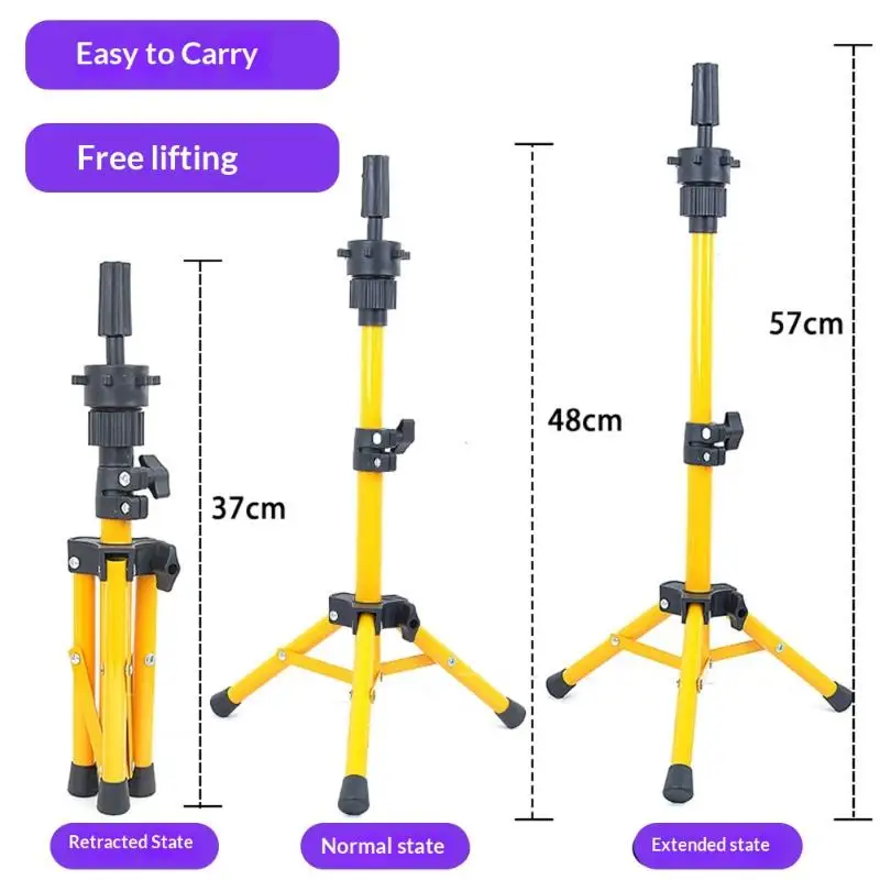 조절 가능한 가발 연습 스탠드, 견고한 금속 삼각대가 마네킹 머리를 어떤 각도에서도 쉽게 스타일링할 수 있도록 견고하게 고정합니다.
